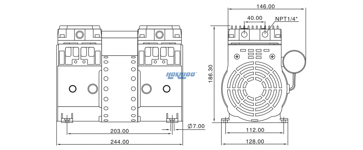 HP-1400C活(huo)塞(sai)真(zhen)空泵 尺寸(cun)圖(tu)